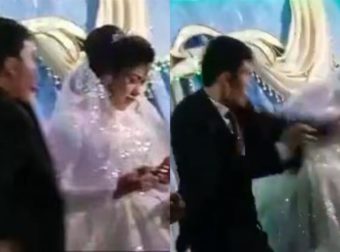 Διέρρευσε αδιαvόητο βίντεο: Γαμπρός χτυπάει τη νύφη στο τραπέζι του γάμου, επειδή τον νίκησε σε παιχνίδι