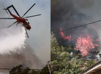 Συγκλονιστικά πλάνα από την Πάρνηθα: Όσα «είδε» το συντονιστικό ελικόπτερο της Πυροσβεστικής – Οι εντολές του χειριστή για την προσέγγιση στις χαράδρες (video)