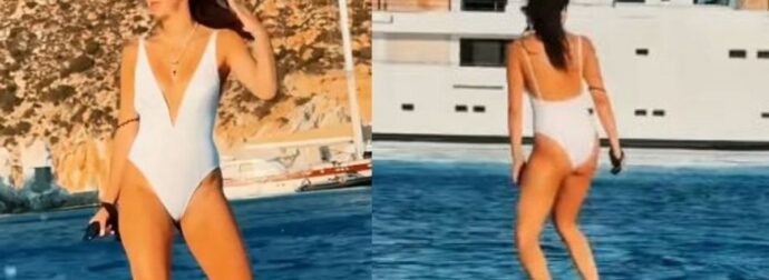 Η Μαρίνα Βερνίκου εντυπωσιάζει κάνοντας surfing στα καταγάλανα νερά της Σαντορίνης – Βίντεο